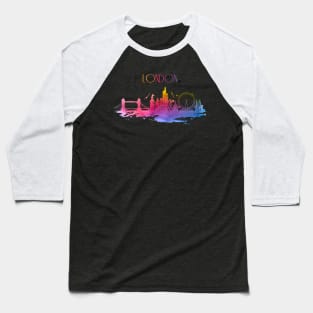 London Watercolor Skyline Baseball T-Shirt